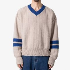 3Pcs Mens Openwork Embossed V Neck Knit Shirt